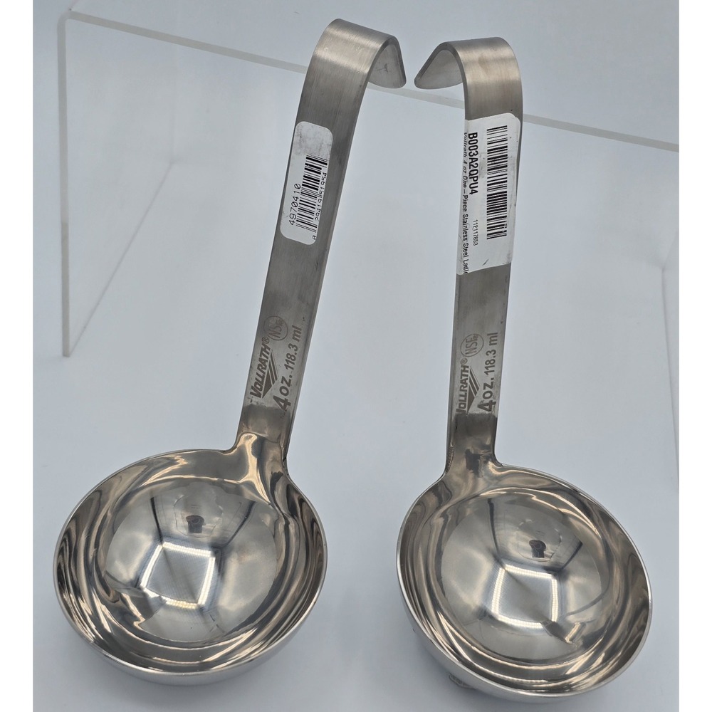 2 Lot NWT VOLLRATH‎ 4oz (118.3ml) Short Ladles- Stainless Steel 18-8 S/S 49704